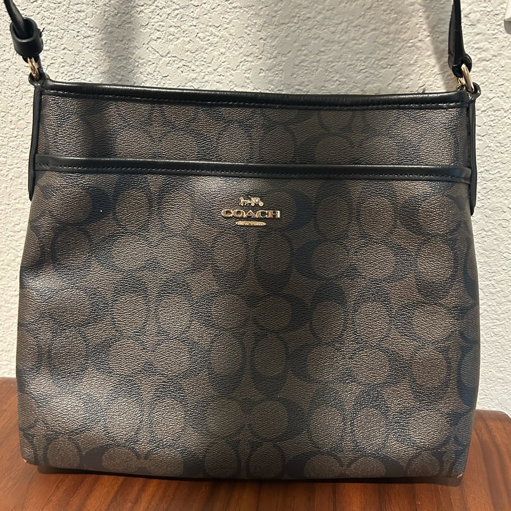 Coach Brown/Black Signature Canvas Crossbody Bag